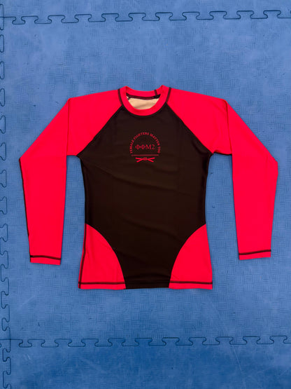 Long Sleeve Rash Gaurds - Black w. Pink Sleeves