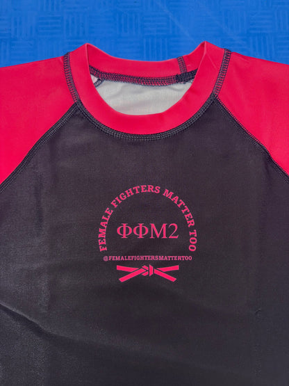 Long Sleeve Rash Gaurds - Black w. Pink Sleeves