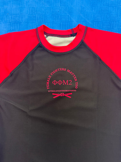 Long Sleeve Rash Gaurds - Black w. Pink Sleeves