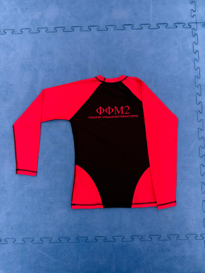 Long Sleeve Rash Gaurds - Black w. Pink Sleeves