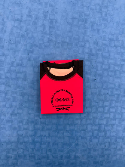 Short Sleeve Rash Gaurds - Pink w. Black Sleeves